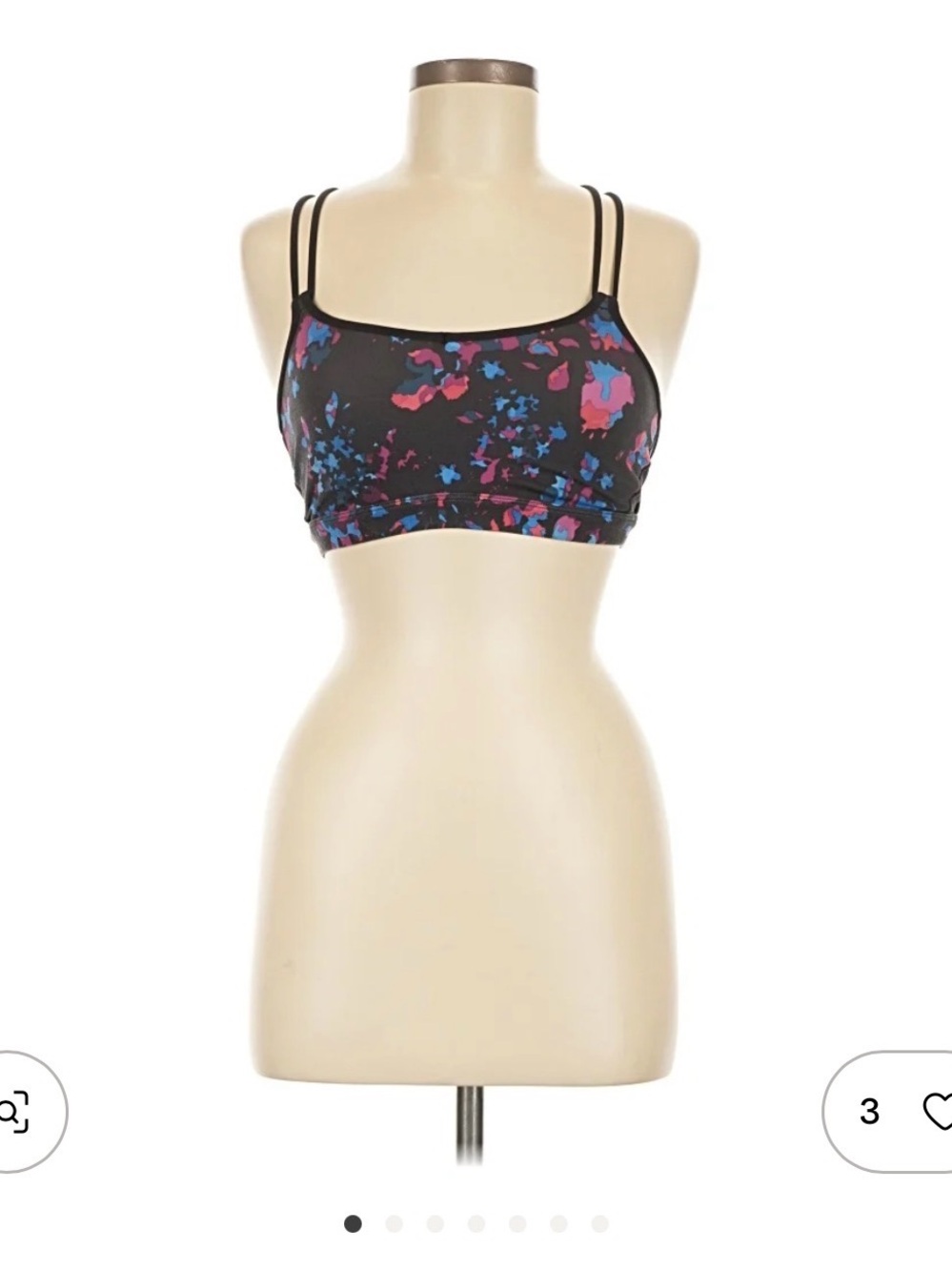 Lululemon women’s strappy racerback sports bra size 4 black pink blue pattern